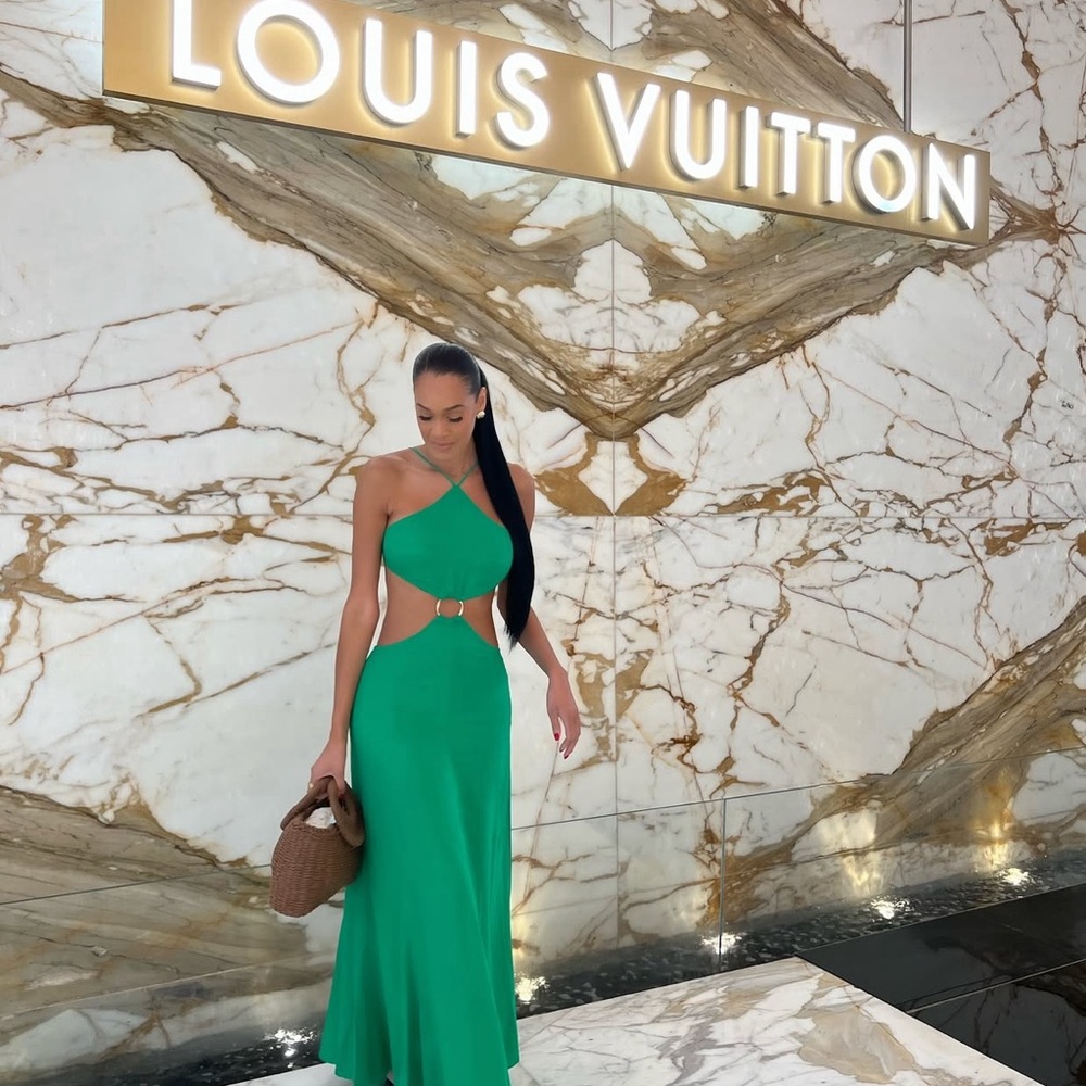 Louis Vuitton Green One-Shoulder Halter Sundress